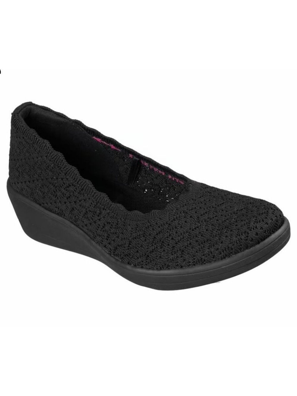Skechers Black Relaxed Newport Wedge Softly Stitched Comfort Shoes Women 7.5